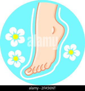 Illustration plate de l'étiquette du masque pour les pieds, du soin et du traitement des pieds Illustration de Vecteur