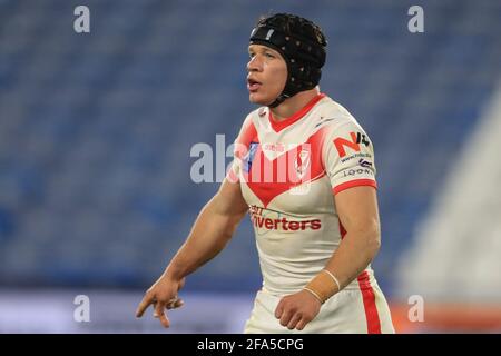 Jonny Lomax (6) de St Helens pendant le match Banque D'Images