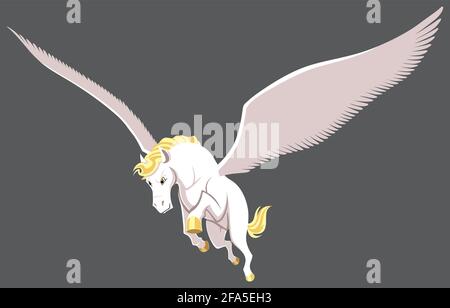 Pegasus Flying isolé Illustration de Vecteur