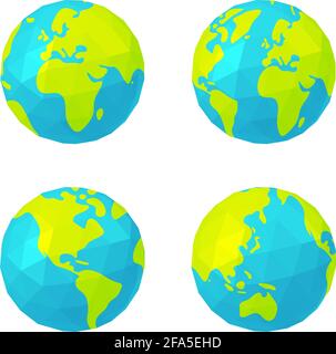 Ensemble d'illustrations vectorielles de terre polygonisée ( globe ) Illustration de Vecteur