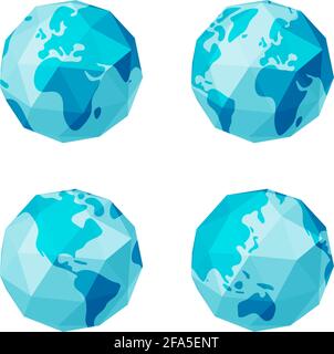 Ensemble d'illustrations vectorielles de terre polygonisée ( globe ) Illustration de Vecteur