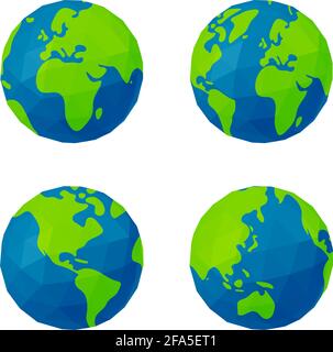Ensemble d'illustrations vectorielles de terre polygonisée ( globe ) Illustration de Vecteur