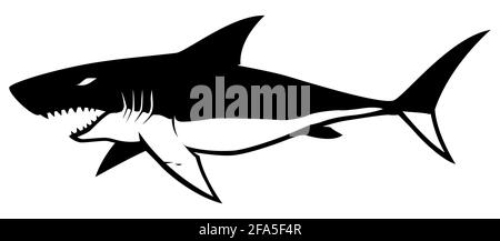 Symbole requin sur blanc Illustration de Vecteur