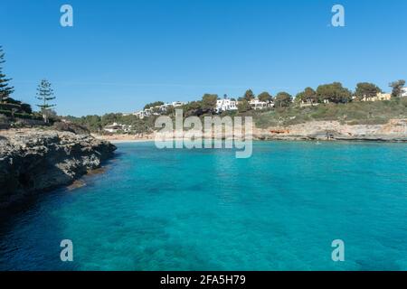 Belle vue sur Cala Mendia à Majorque Iles Baléares, Espagne Banque D'Images