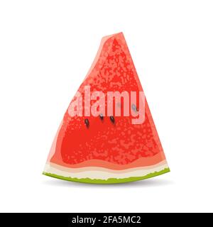 Une tranche appétissante et savoureuse de pastèque sur fond blanc. Dessert de fruits doux. Illustration réaliste isolée par vecteur Illustration de Vecteur