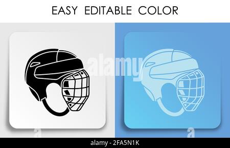 ouvrir l'icône du casque de hockey sur un autocollant carré en papier avec ombre. Un mode de vie sain. Bouton de l'application mobile. Vecteur Illustration de Vecteur