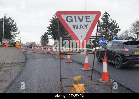 Laissez place à la construction de routes Banque D'Images