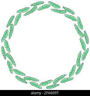 Cadre rond simple en feuilles. Branches avec feuillage dans un cercle. Vector.Template pour une carte de vœux ou une invitation. Elément de conception. Dessin à main levée Illustration de Vecteur