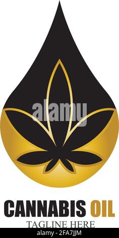 Huile de cannabis CBD cannabidiol chanvre marijuana feuille logo vecteur Illustration de Vecteur