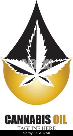 Huile de cannabis CBD cannabidiol chanvre marijuana feuille logo vecteur Illustration de Vecteur