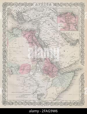 Afrique du Nord-est. Égypte Abyssinia Arabie Abu Dhabi Sharja. CARTE COLTON 1869 Banque D'Images