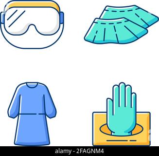 Jeu d'icônes de couleur RVB à usage médical jetable Illustration de Vecteur