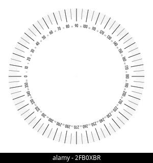 Instrument de mesure complet de rapporteur à 360 degrés Illustration de Vecteur