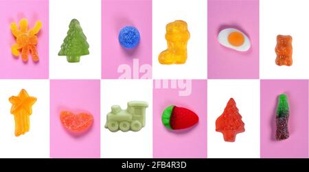 mosaïque d'un groupe de bonbons gélifiés