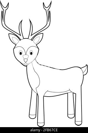 Dessins faciles de coloriage des animaux pour les petits enfants: Cerf Illustration de Vecteur