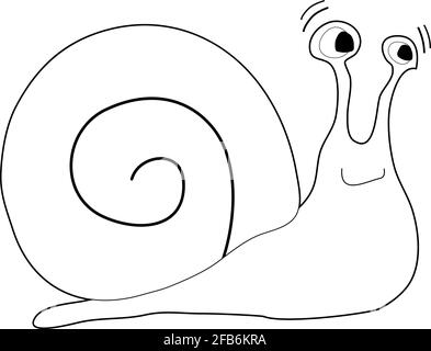 Dessins faciles de coloration des animaux pour les petits enfants: Escargot Illustration de Vecteur