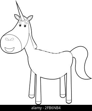 Dessins faciles de coloriage des animaux pour les petits enfants: Licorne Illustration de Vecteur