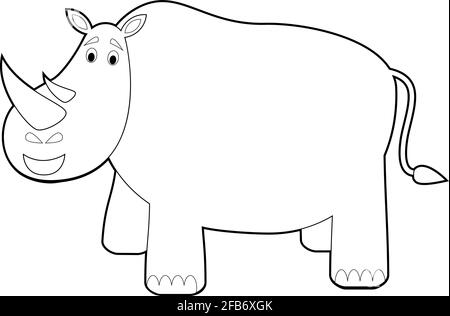 Dessins faciles de coloriage des animaux pour les petits enfants: Rhino Illustration de Vecteur