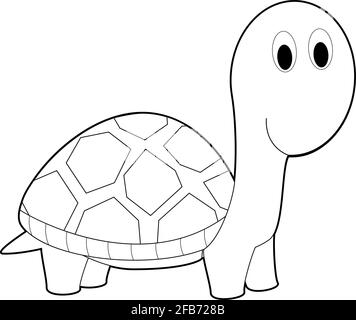 Dessins faciles de coloriage des animaux pour les petits enfants: Tortue Illustration de Vecteur