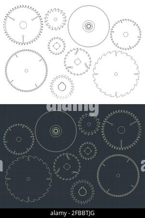 Illustration vectorielle stylisée d'un jeu de dessins à lames circulaires Illustration de Vecteur