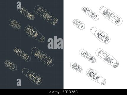 Illustration vectorielle stylisée des dessins isométriques du jeu de tubes à vide Illustration de Vecteur