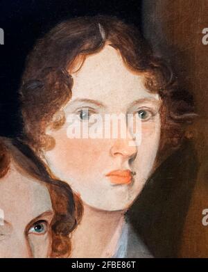 Emily Bronte (1818-1848), détail du portrait de groupe des trois sœurs par leur frère, Patrick Branwell Brontë, huile sur toile, c.1834 Banque D'Images