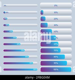 Deux options de chargement des icônes de 0 à 100 %. L'illustration vectorielle isolée est facile à modifier. Illustration de Vecteur