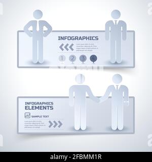 Deux bannières graphiques horizontales pour les entreprises sont définies dans un style minimaliste illustration vectorielle relations avec les partenaires commerciaux Illustration de Vecteur