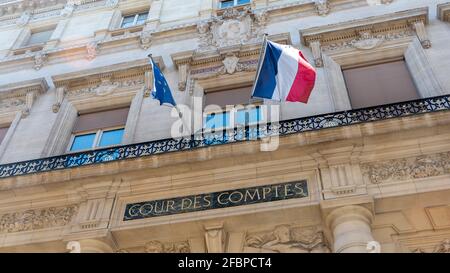 Vue extérieure du bâtiment Cour des comptes, tribunal français chargé du contrôle de la régularité des comptes de l'Etat Banque D'Images