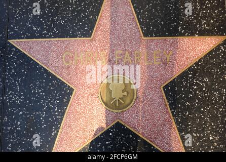 Hollywood, Californie, États-Unis 17 avril 2021 UNE vue générale de l'atmosphère du comédien Chris Farley's Star sur le Hollywood Walk of Fame le 17 avril 2021 à Hollywood, Californie, États-Unis. Photo par Barry King/Alay stock photo Banque D'Images
