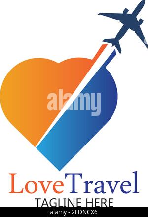 Modèle de conception de l'icône vecteur du logo Love Travel Illustration de Vecteur