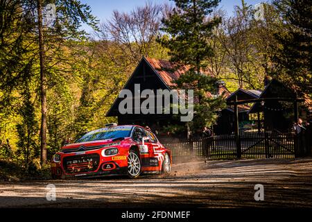 24 Ostberg Mads (NOR), Eriksen Torstein (NOR), TRT World Rally Team, Citroën C3, action lors du rallye Croatie 2021, 3e tour du WRC 2021 de la FIA, FIA World Rally car Championship, du 22 au 25 avril 2021 à Zagreb, Croatie - photo Bastien Roux / DPPI / LiveMedia Banque D'Images