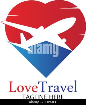 Modèle de conception de l'icône vecteur du logo Love Travel Illustration de Vecteur