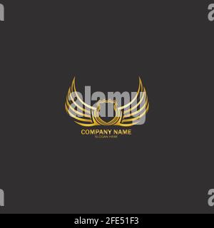 logo or en forme de bouclier à ailes symbole vecteur illustration-vecteur Illustration de Vecteur
