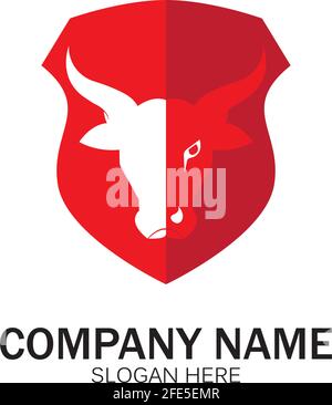 création angry shield logo tête de taureau symbole vecteur illustration-vecteur Illustration de Vecteur