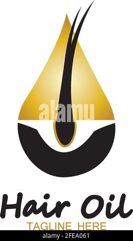 logo essentiel huile pour cheveux avec huile de goutte et logo pour cheveux vecteur symbole Illustration de Vecteur