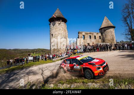 24 Ostberg Mads (NOR), Eriksen Torstein (NOR), TRT World Rally Team, Citroën C3, action lors du rallye Croatie 2021, 3e tour du WRC 2021 de la FIA, FIA World Rally car Championship, du 22 au 25 avril 2021 à Zagreb, Croatie - photo Bastien Roux / DPPI / LiveMedia Banque D'Images