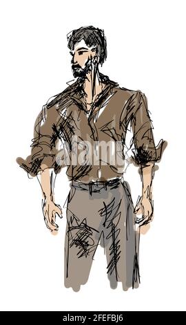 Résumé homme dessin à la main eps10 illustration vectorielle isolée sur fond blanc. Aucune référence Illustration de Vecteur