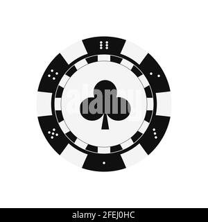 Puce de jeu de poker avec combinaisons de cartes de clubs. Illustration de Vecteur