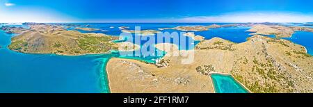 Kornati. Magnifique archipel insulaire paysage du parc national de Kornati vue panoramique aérienne, région de Dalmatie en Croatie Banque D'Images