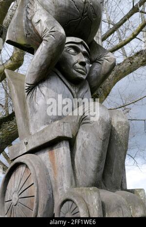 Rick Hansen Totem - Carver: Corky Baine. Vallée Cowichan, île de Vancouver, Colombie-Britannique, Canada. Banque D'Images