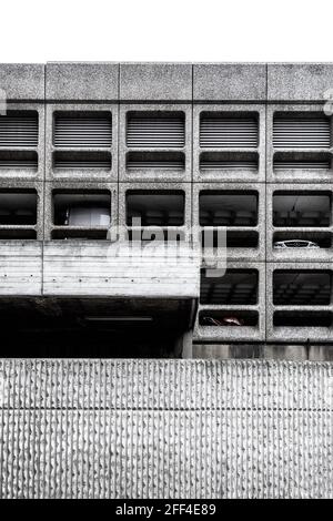 Architecture de style Brutaliste, Minories car Park à Londres, Royaume-Uni Banque D'Images