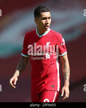 Anfield, Liverpool, Merseyside, Royaume-Uni. 24 avril 2021. English Premier League football, Liverpool contre Newcastle United; Roberto Firmino de Liverpool Credit: Action plus Sports/Alay Live News Banque D'Images