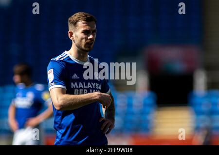 Cardiff, Royaume-Uni. 24 avril 2021. Joe Ralls de Cardiff City en action EFL Skybet Championship Match, Cardiff City v Wycombe Wanderers au Cardiff City Stadium à Cardiff, pays de Galles, le samedi 24 avril 2021. Cette image ne peut être utilisée qu'à des fins éditoriales. Utilisation éditoriale uniquement, licence requise pour une utilisation commerciale. Aucune utilisation dans les Paris, les jeux ou les publications d'un seul club/ligue/joueur. photo de Lewis Mitchell/Andrew Orchard sports Photography/Alamy Live News crédit: Andrew Orchard sports Photography/Alamy Live News Banque D'Images