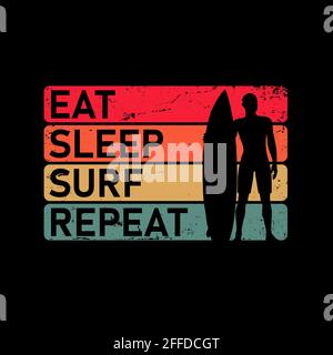 Motif surf Eat Sleep Repeat POUR un t-SHIRT OU UN IMPRIMÉ Illustration de Vecteur