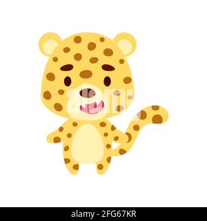 Mignon Petit Guepard Sur Fond Blanc Personnage Animal De Dessin Anime Pour Enfants Cartes Douche De Bebe Affiches Invitation De Jour B Vetements Image Vectorielle Stock Alamy