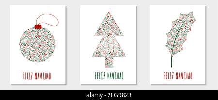 Jeu de cartes de Noël avec lettrage espagnol Illustration de Vecteur