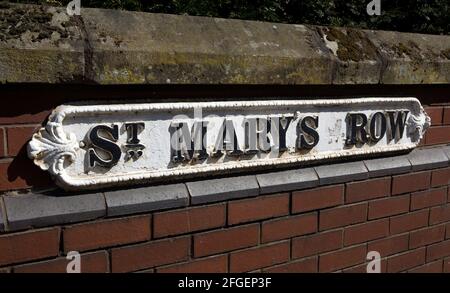 Panneau de rue St. Mary's Row, Moseley, Birmingham, Angleterre, Royaume-Uni Banque D'Images