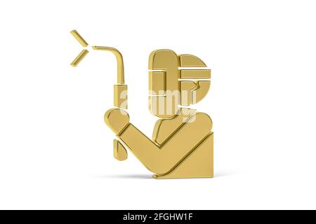 Icône de soudure 3d dorée isolée sur fond blanc - 3d rendu Banque D'Images