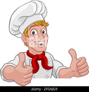 Cuisinier chef Baker Thumbs Up Personnage Illustration de Vecteur